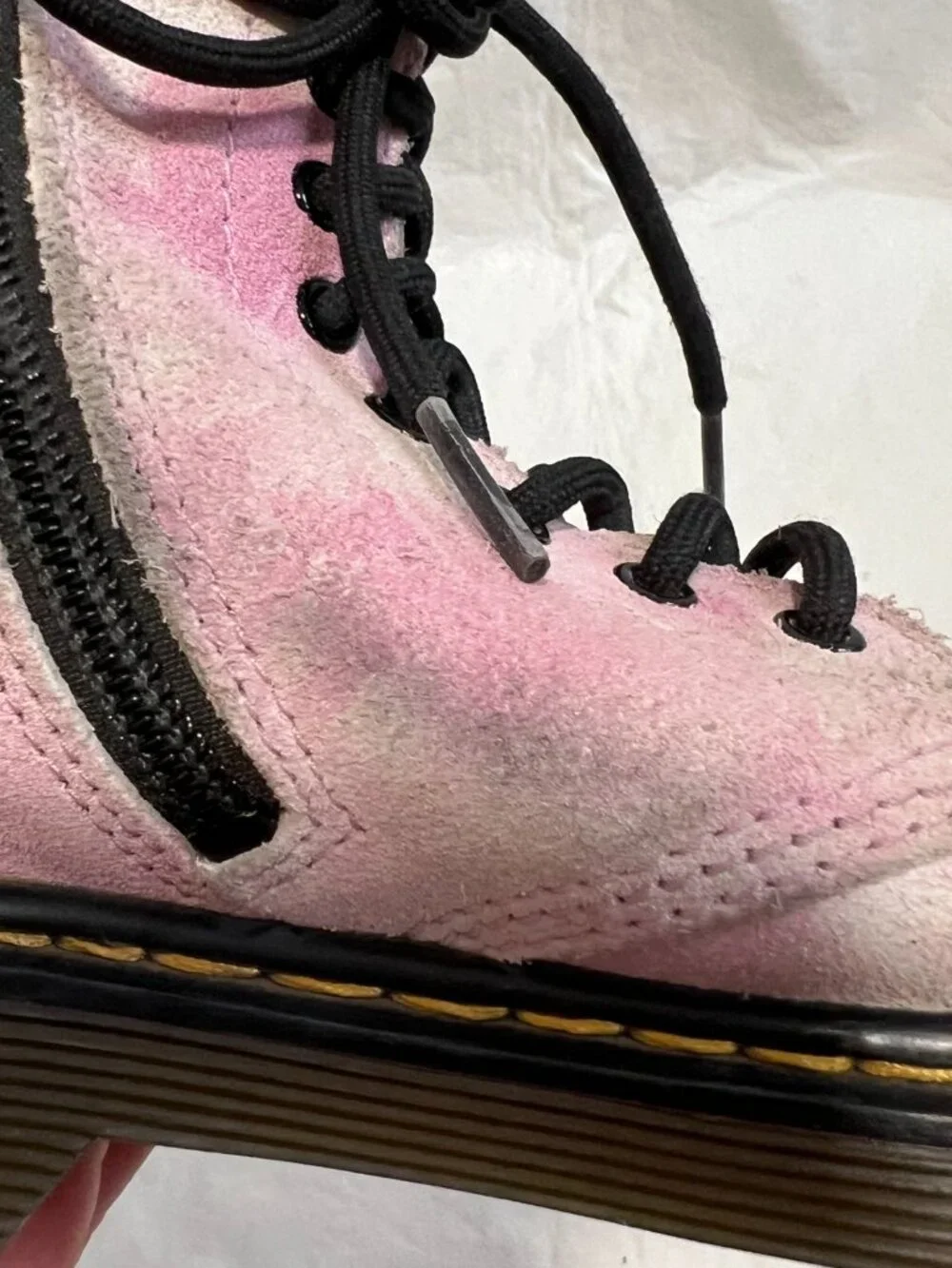 Dr Martens boots 1460 J Pascal Tie Dye pink suede kids size 1 lace zip up docs